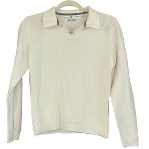 Tommy Hilfiger Vintage Y2K Polo Cotton Sweater Women’s S White Preppy Americana